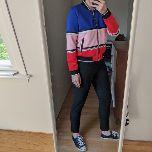 UNREAL Varsity Baseball Jacket Pink Athletic - Picture 4 of 8